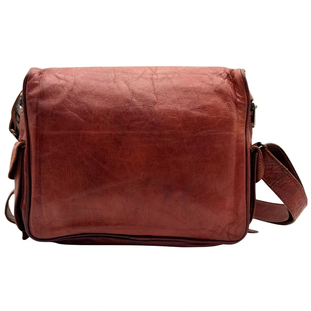 Brown Leather Camera Bag Messenger Crossbody Shoulder Bag Satchel Unisex Brown